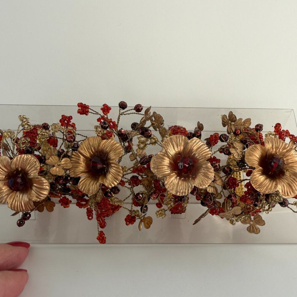 PIER 1 Gold and Beaded Fall Napkin Rings Set of 4 Thanksgiving Christmas